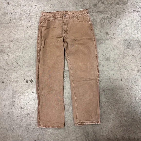 Dickies Vintage Khaki Back Pockets Tool Pocket Relaxed Fit Work Pants 34X30 - Picture 3 of 5